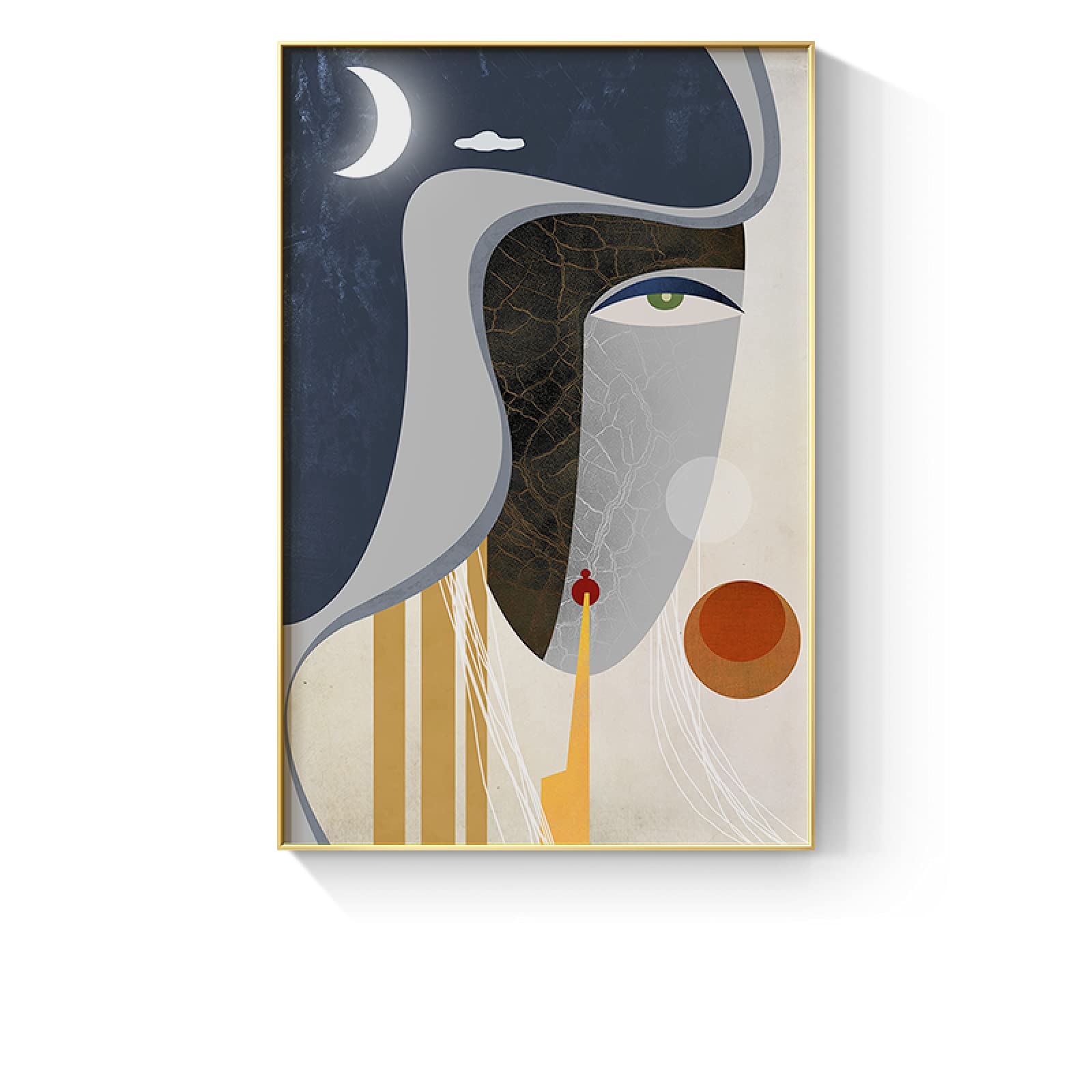Tableau abstrait géométrique contemporain avec cadre 60x80cm - Figure moderne - Multicolore - Maison
