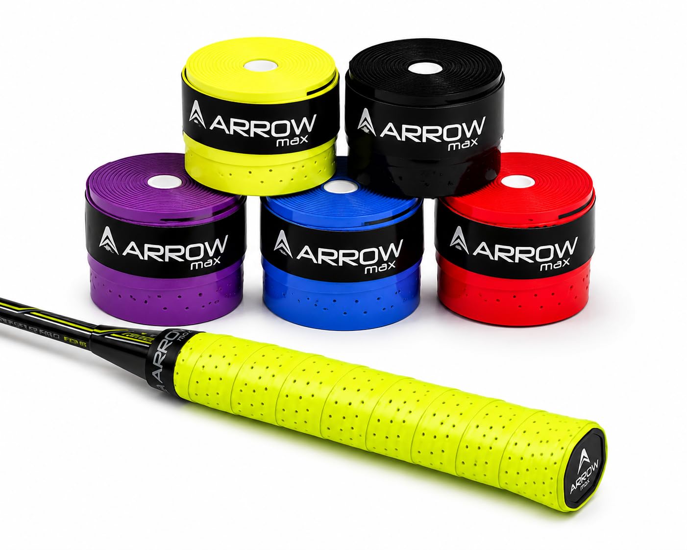 Arrowmax Badminton Grip Tape Set of 5 | Dotted Anti-Slip Overgrip for Badminton, Tennis, Squash & Pickleball Rackets | Sweat Absorbent, Soft Cushion Replacement Handle Grip-image-4