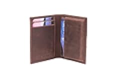 Theodore Slim Leather Card Holder for Men – RFID Blocking Top Grain Leather Wallet – 6 Card Slots, Vertical Minimalist Front Pocket Design – Vintage Brown