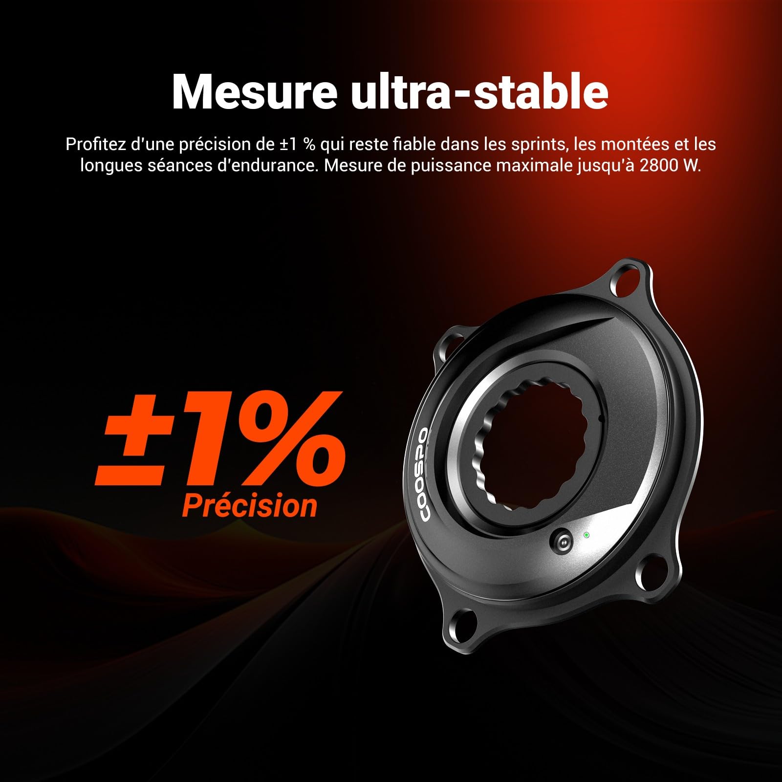 CooSpo Compteur de puissance S10, 160–172,5 mm, BLE/ANT+ pour Easton 110 BCD 4 boulons, précision ± 1 % de suivi des données, batterie 300 H pour cyclisme intérieur/extérieur