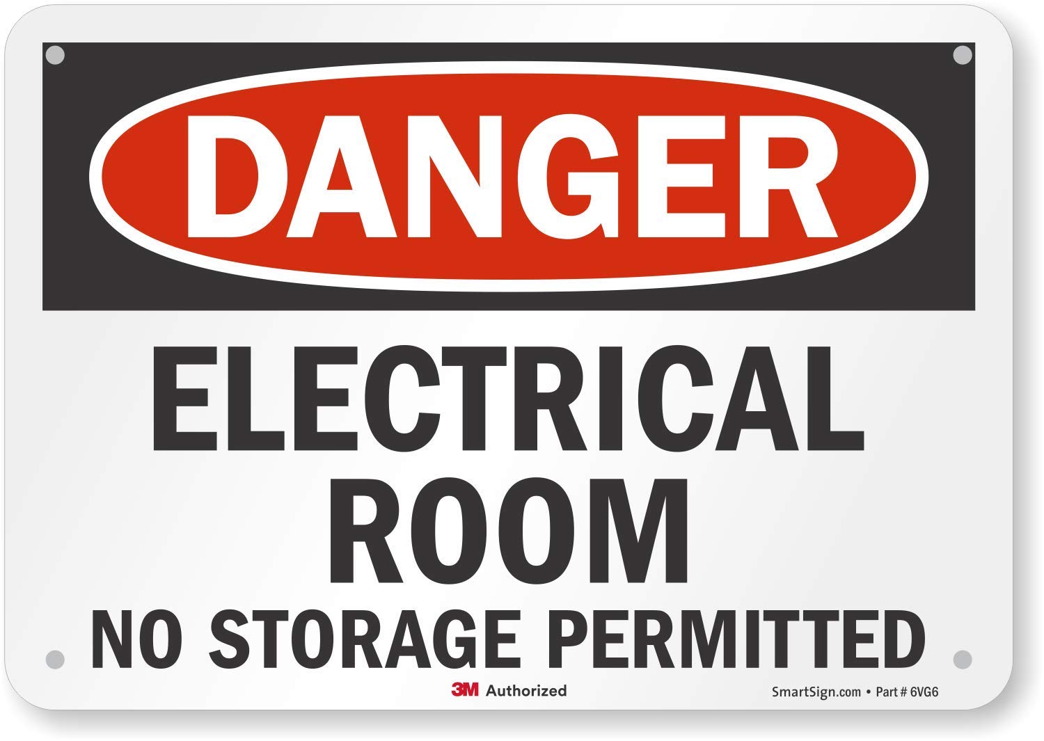 "Danger - Electrical Room, No Storage Permitted" Sign By SmartSign | 7" x 10" 3M Reflective Aluminum