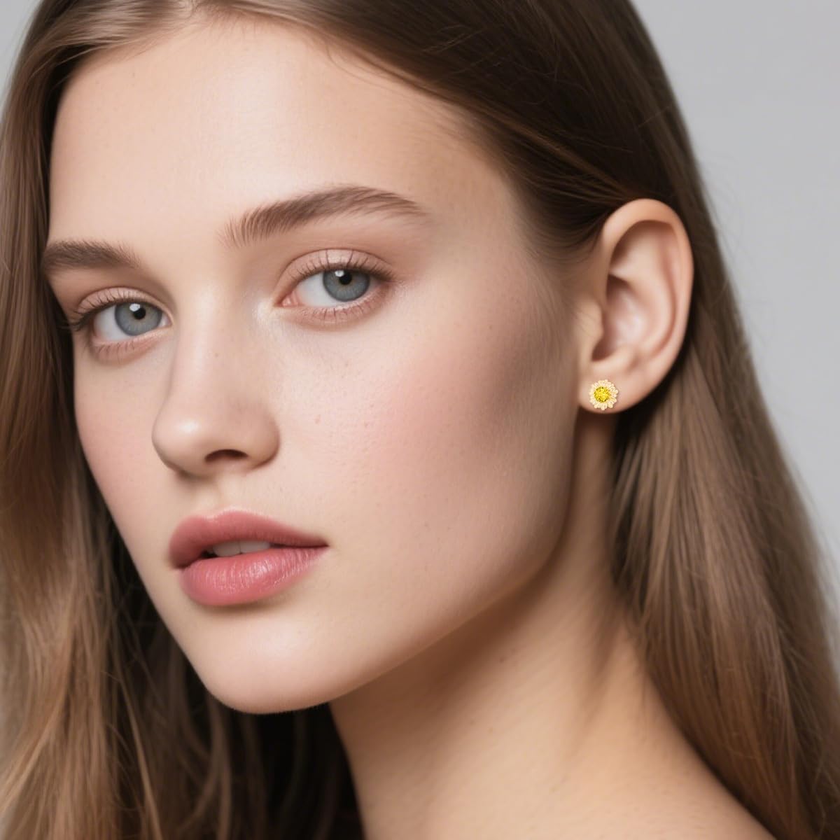 Sunflower Stud Earrings 925 Sterling Silver Natural Gemstone with Sunflower Earrings for Women