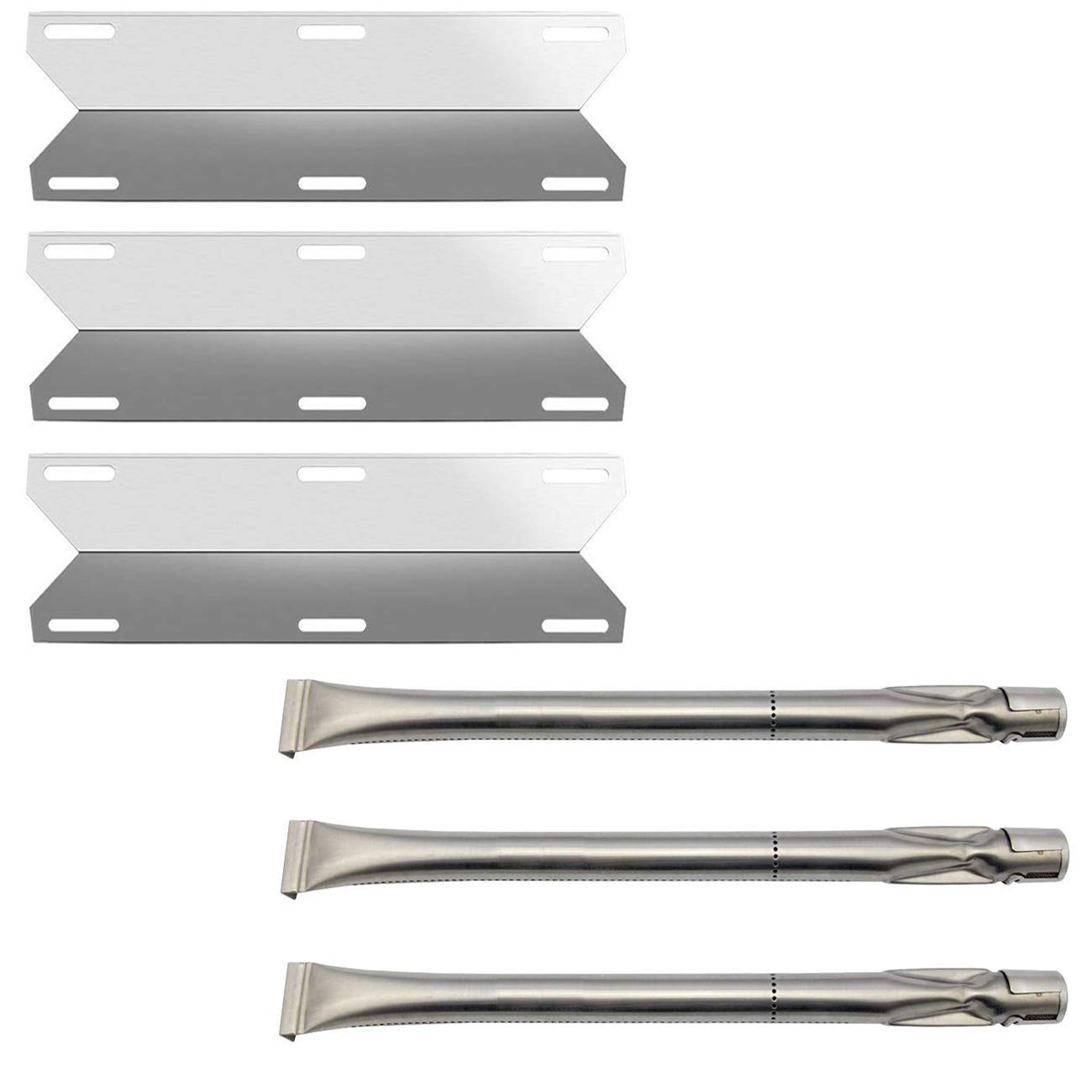 DongftaiSN124A (3-Pack) SA036A (3-Pack) Stainless Steel Burner Stainless Steel Heat Plate Replacement for Charmglow Home Depot 3 Burner 720-0230; 720-0036-HD-05 Gas Grill