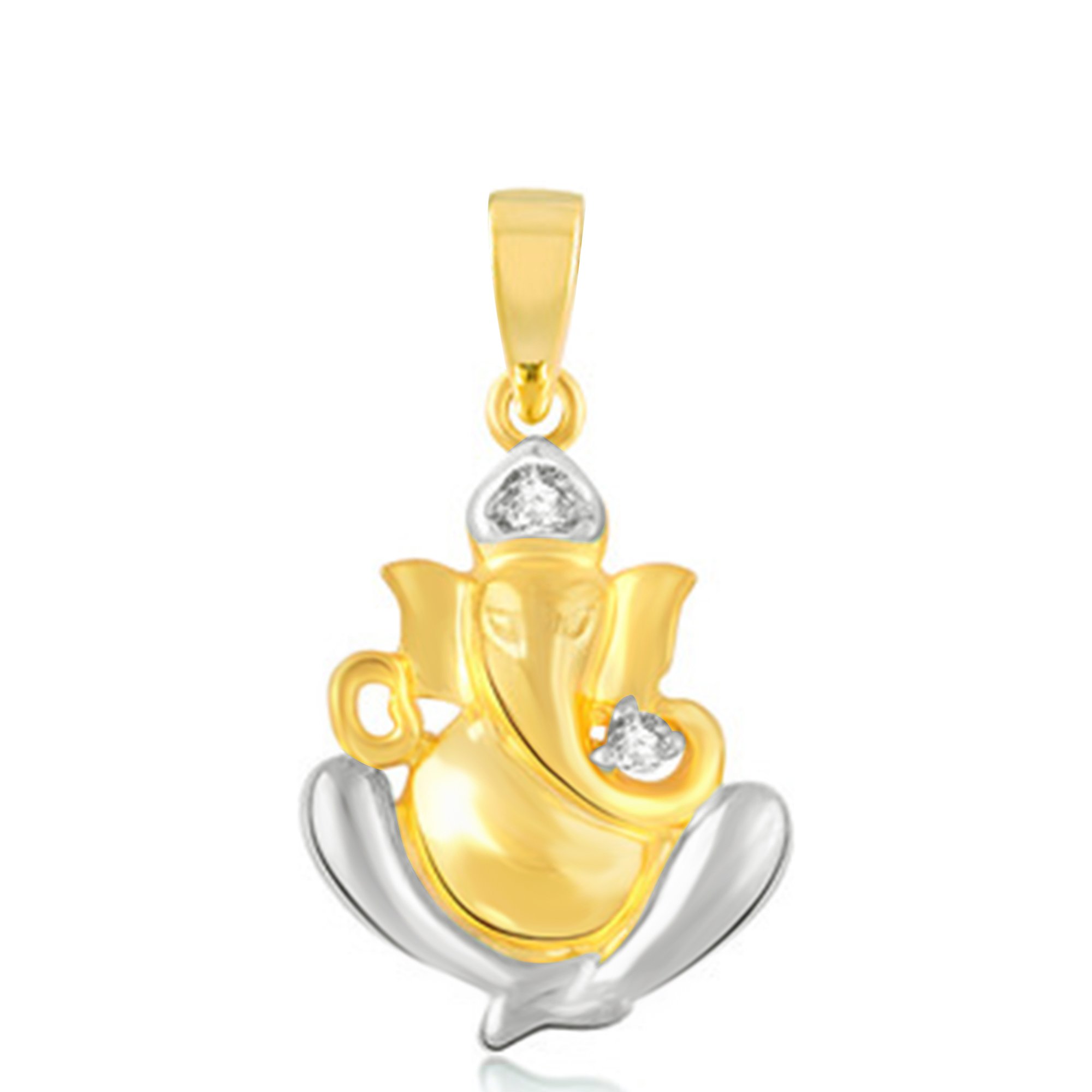 atjewels Special Ganesh 18K Yellow & White Gold Plated on 925 Sterling Silver Round Cubic Zirconia Ashtavinayak Morya Pendant