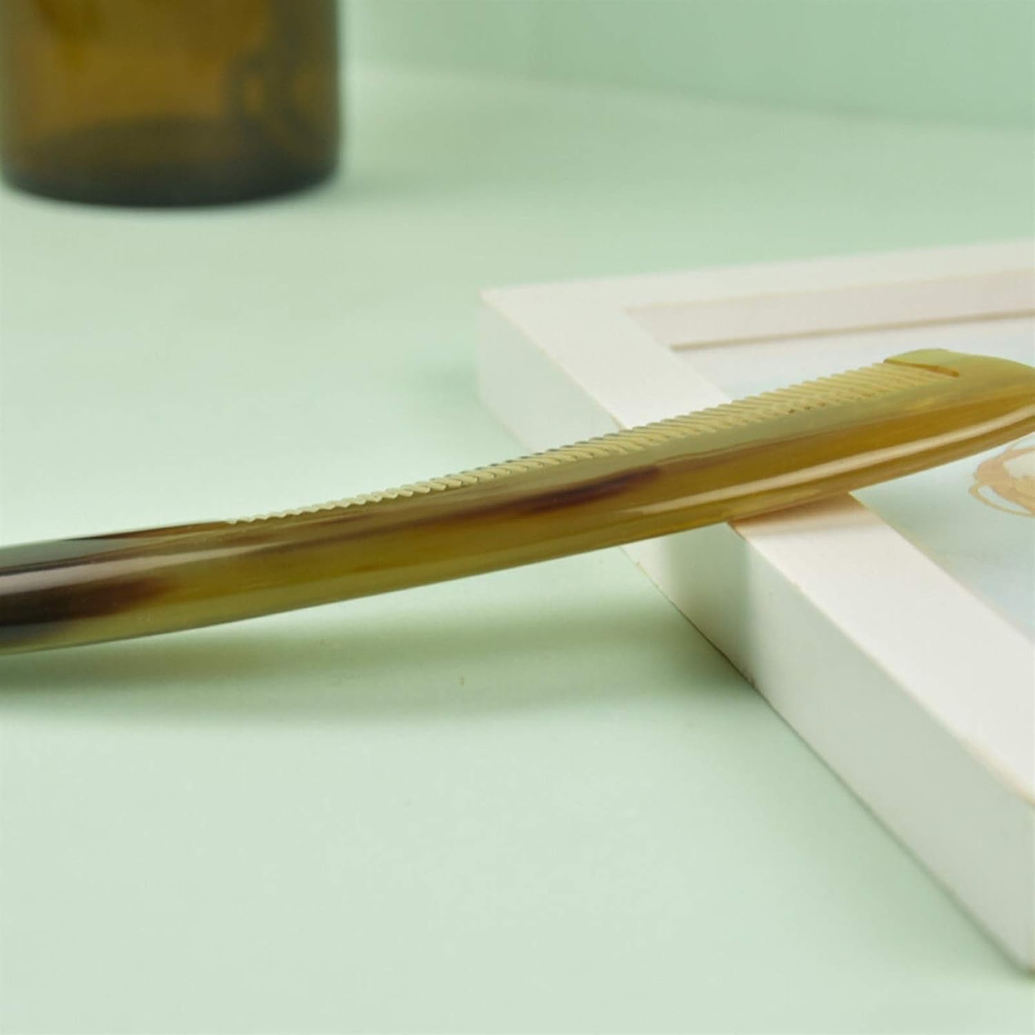Natural Horns Comb with Comfortable Handle,Anti-Static, for All Hair Types | Fine and Wide Tooth Comb for Men and Women Hair Comb