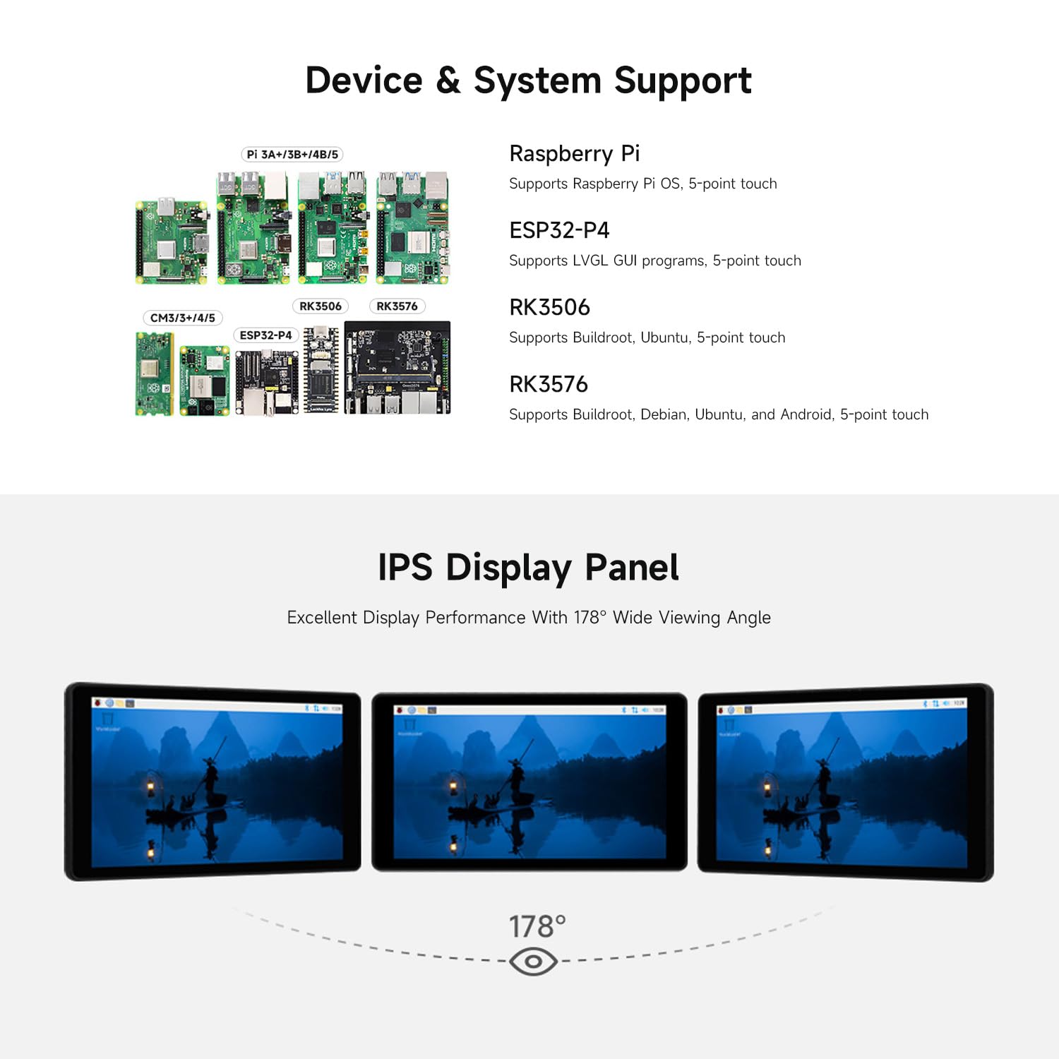 Waveshare 5inch-DSI-Touch-A Capacitive Display, Compatible with Raspberry Pi 5//4B/3B+/3A+ and ESP32-P4, 720 x 1280 IPS, 5-Point Touch Screen with Aluminum Alloy Case