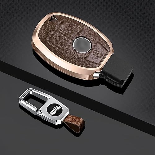 Miniatura 2 de SANRILY Funda para llavero de Mercedes Benz de cuero de protección completa sin llave Benz C E G S M GL AMG Class CLA CLS CLK marrón