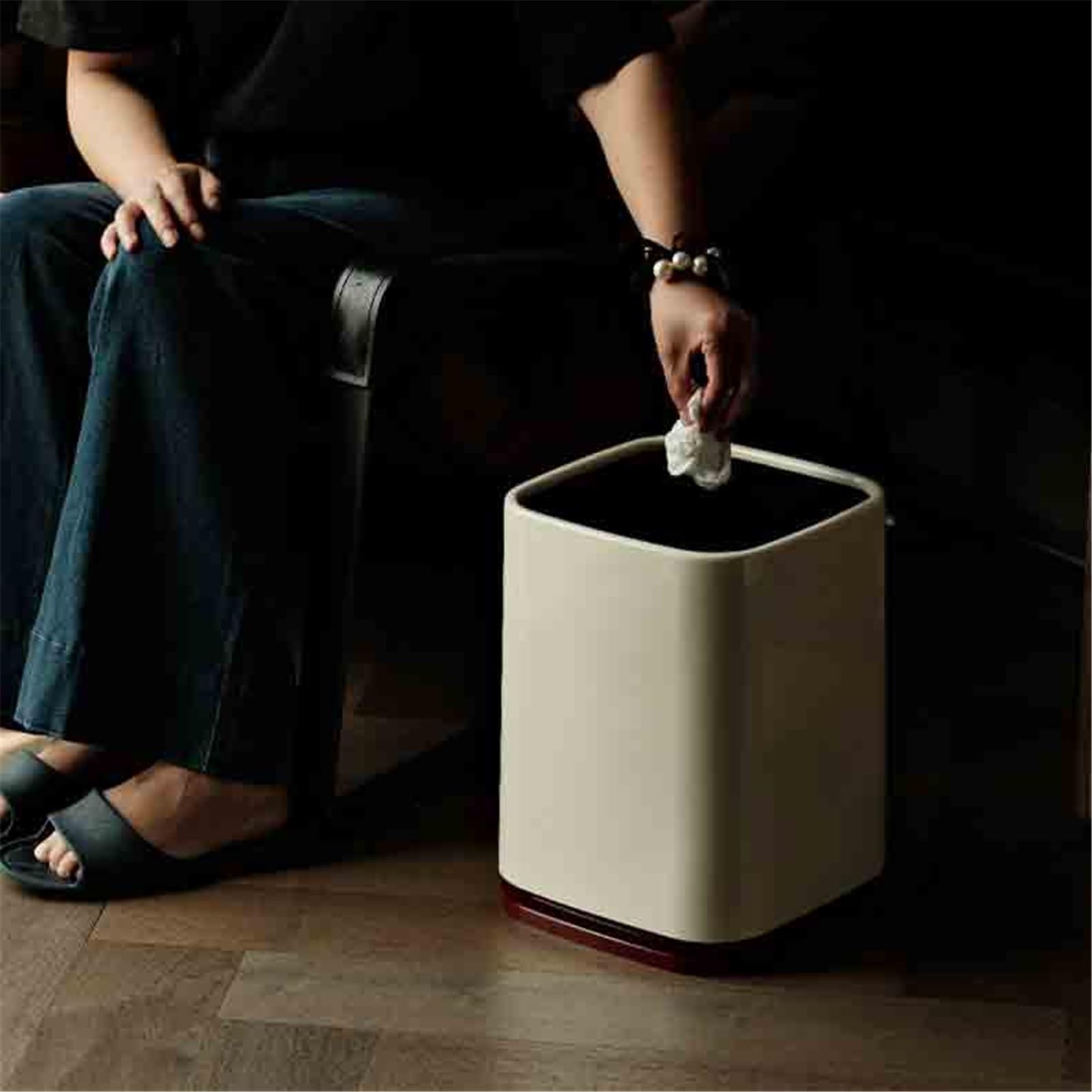 Papelera Contenedor De Basura Doméstico Portátil con Ruedas(Red)