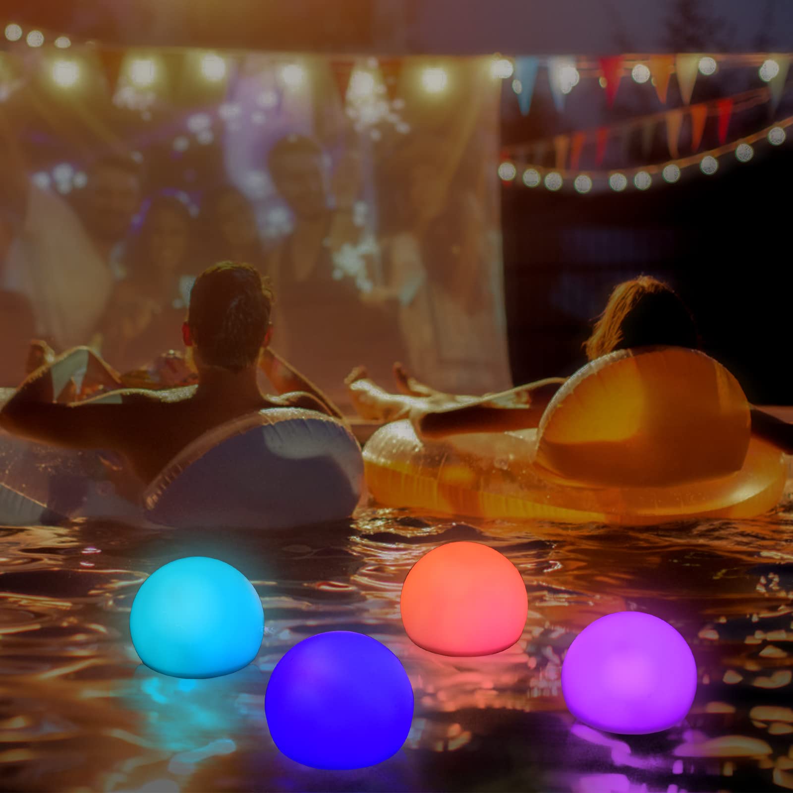 Luce Galleggiante Per Piscina, Luce Solare A LED Per Piscina Impermeabile Ip67 E Ricaricabile Tramite Usb 4 Colori E 6 Modalita Lampada Per Piscina Per Vaso Spa Acquario Laghetto 95203152