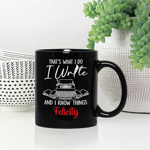 Miniatura 10 de Taza de café personalizada de nuevo escritor de 11 onzas, 15 onzas, taza de café de cerámica negra de autor en progreso, tazas de viaje de escritor