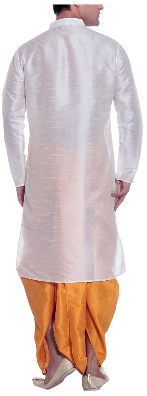 Tag 7 Arte de seda Dhoti Kurta 42 blanco para hombre, blanco, 42