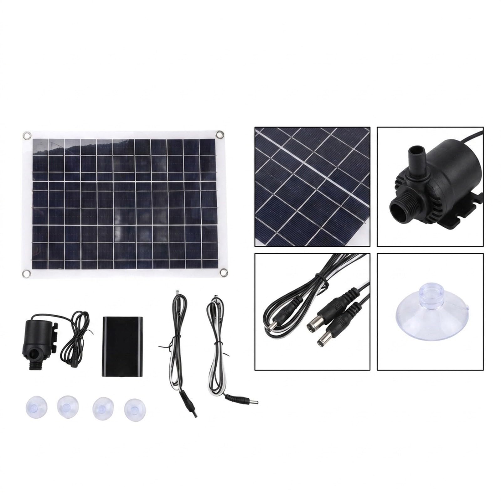 Pompa dell'acqua solare da 50 W, 800 l/h, con portata di 5 m, silenziosa, per fontane da giardino e laghetti per pesci, ugelli regolabili