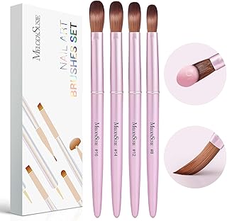 MelodySusie 4Pcs Acrylic Nail Brush Set, Size 8/12/14/16 Professional Nail Brushes for Acrylic Powder Nail Extension and 3D Nail Carving for DIY Home Salon
