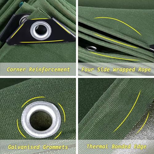 Telo di Copertura in Tela Verde Impermeabile e Resistente 1x1m 1x1,2m 1x1,5m Telo Resistente per Piscine, Picnic, Campeggio, Telo di Fondo Ispessito (1,5x4m)