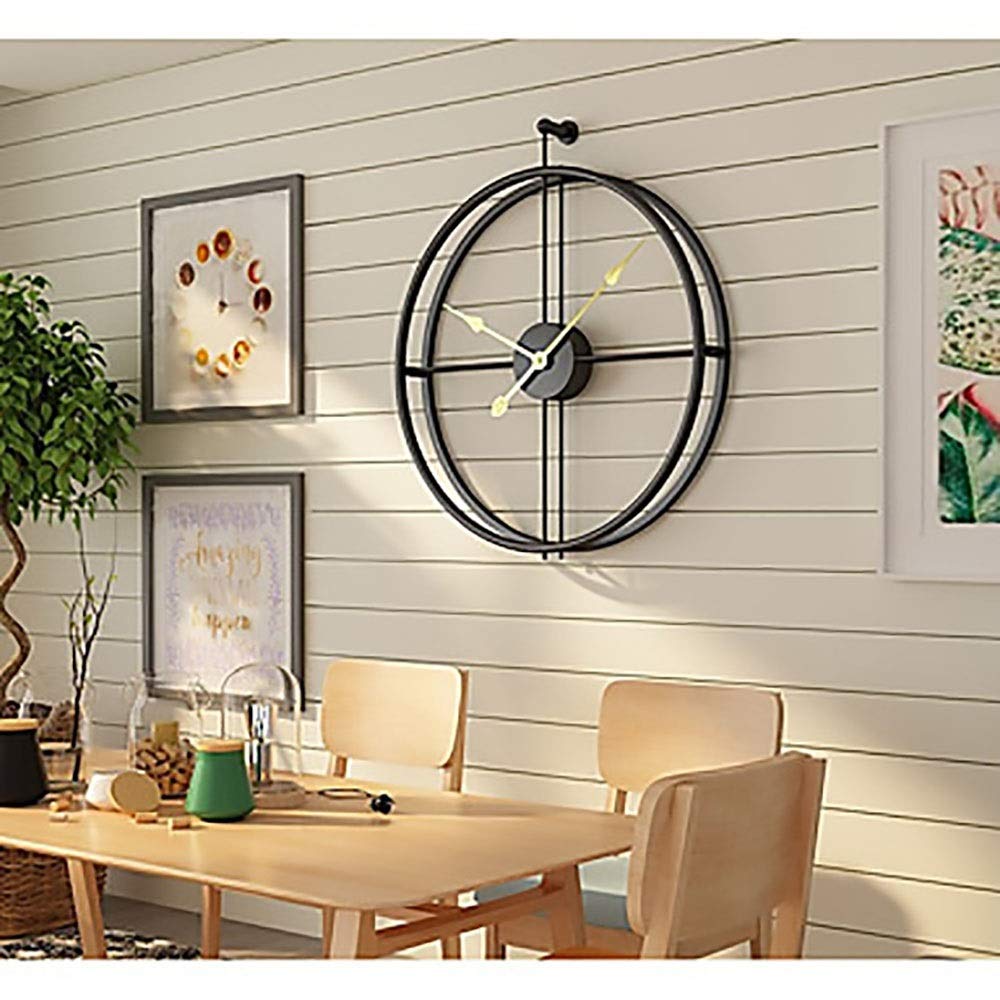 VSGWPACF Modern Fashion Stainless Steel Round Simple Black Clock/Wall Clock