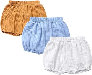 AYIYO Toddlers Shorts Set Super Soft Unisex Baby Girl Boy Linen Bloomers 3Pcs
