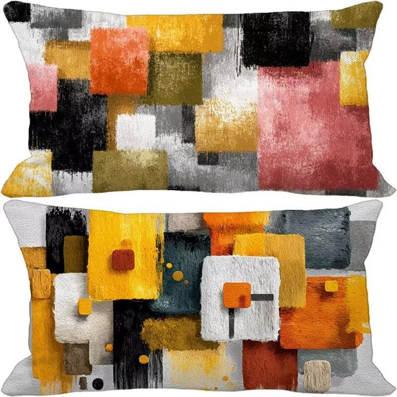 Coussin géométrie design scandinave avec fermeture éclair invisible