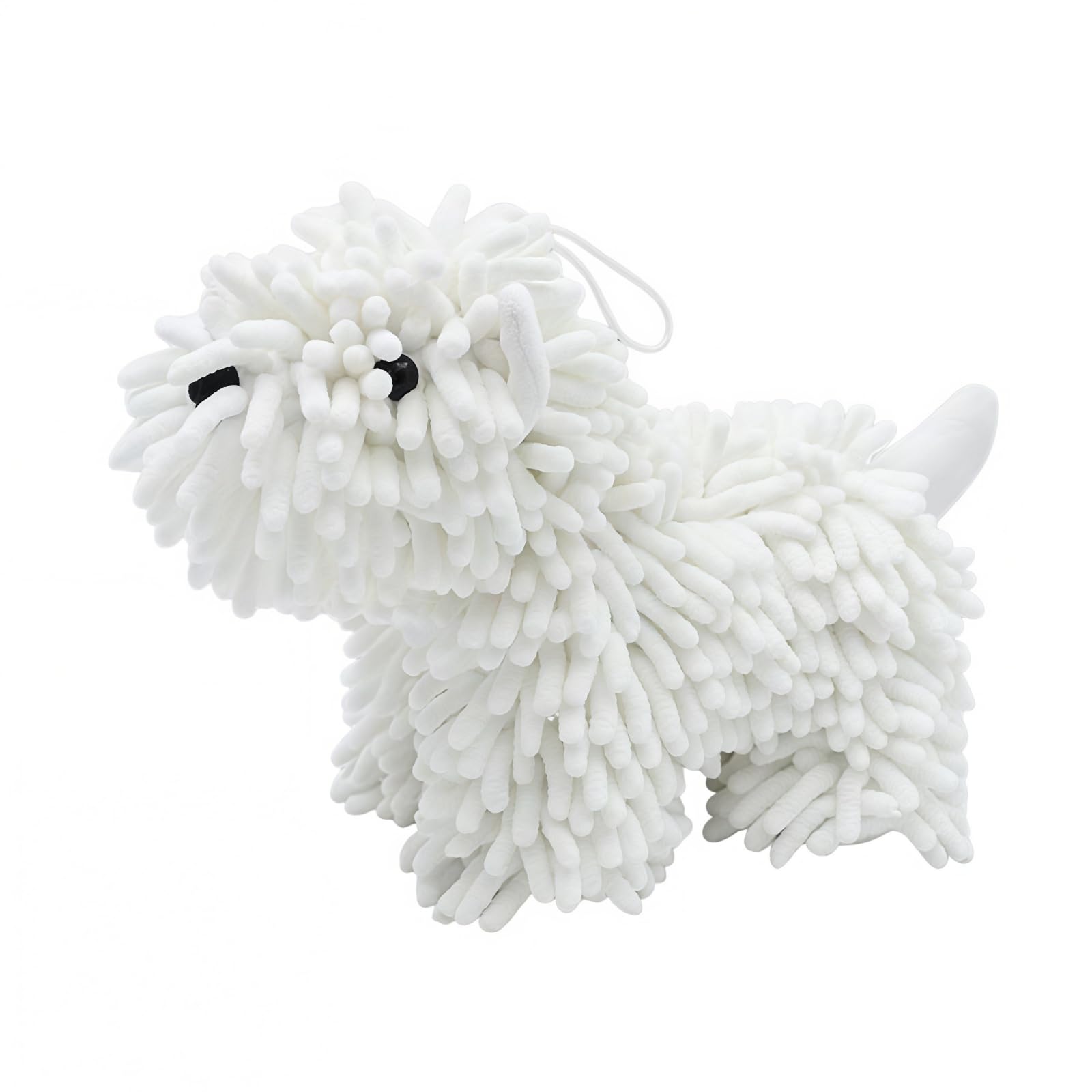 YongXinMY Chenille Dog Hand Towel Ball – Microfiber Super Absorbent Quick Dry Soft 3D Fluffy Puppy Plush Hanging Towels For Bathroom Kitchen Sink Washstand Countertop Home Decor (1pc,White)