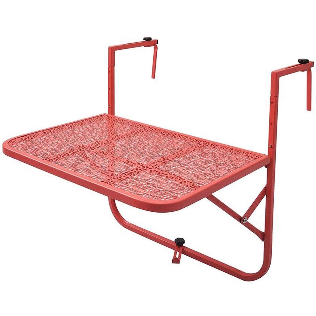 Table de jardin suspendue 60x40cm en rouge pour terrasse et balcon