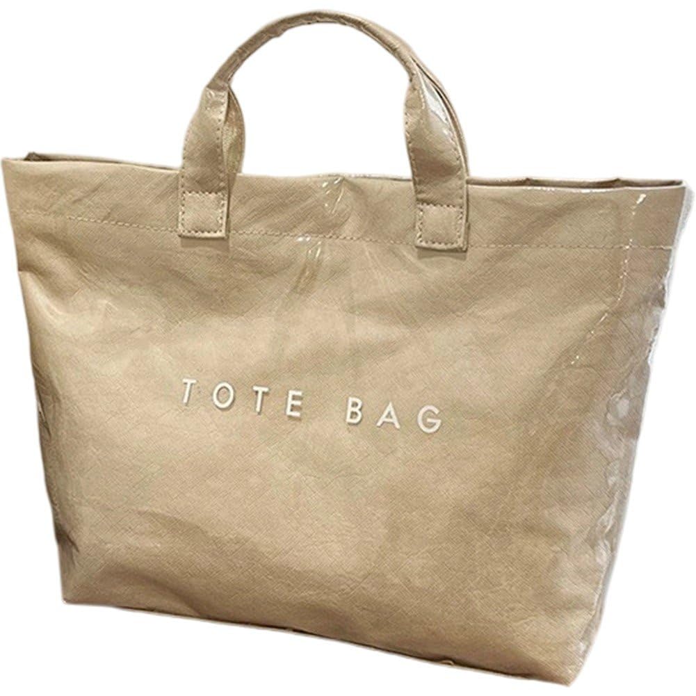 Luxylei Large Pvc Tote Bag for Women Trendy Letters Print Handbags Kraft Paper Carry All Bag Shoulder Bag Handle Hobo Handbag for Work Travel