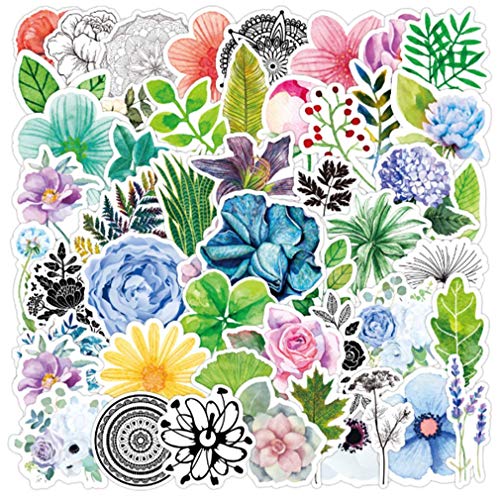 DREZEA Laptop Stickers 50pcs Stickers for Water Bottles Stickers Trendy Waterproof Stickers for Guitar Computer Phone, Water Bottle VSCO Stickers for Girls Teens Flower
