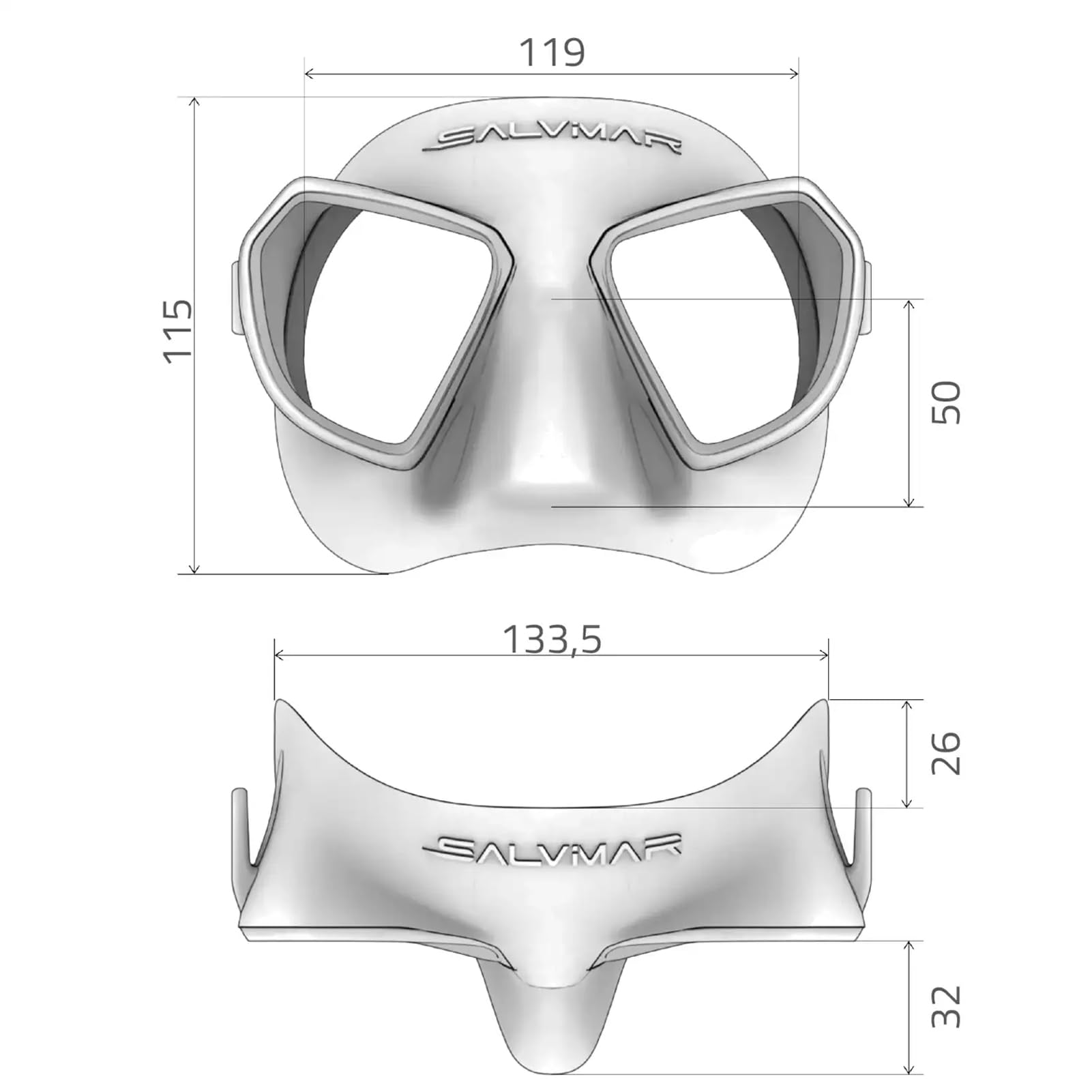 SALVIMAR Noah - Máscara de buceo antivaho para adultos, ajustable, de bajo volumen, amplia vista panorámica, máscara de buceo y pesca submarina con lentes antivaho integradas y falda de silicona
