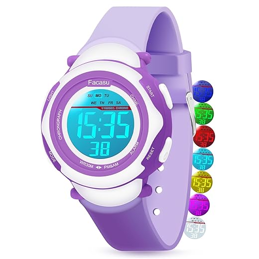 Kids Digital Watch for Girls Boys,Children's Waterproof Colorful Light UP Outdoor Sport Watch with Stopwatch Alarm-Kids Gifts for Girls Boys