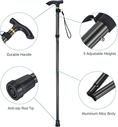Miniatura 4 de PATIKIL Bastones de trekking, bastón plegable telescópico plegable de aleación de aluminio de bloqueo rápido para senderismo al aire libre caminar