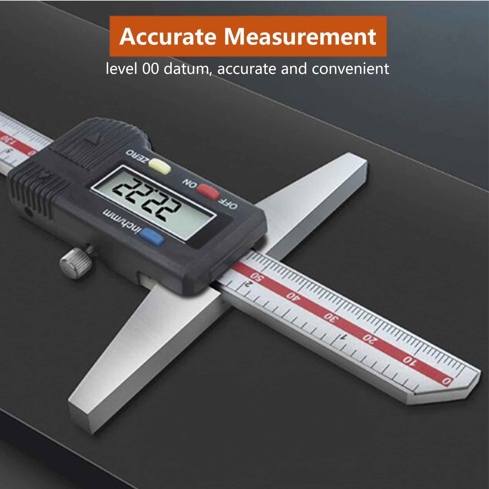 Calibre Digital con Pantalla LCD, Pie de Rey Digital de Acero Inoxidable, Profesional Electrónico Vernier Caliper para Medición de Profundidad, Conversión de Pulgadas/Milímetros,150mm/6"