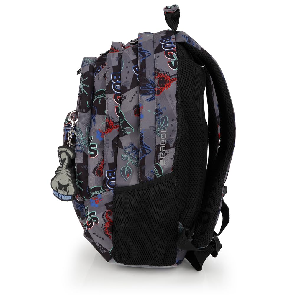 Gabol - Mochila Escolar de 3 Compartimentos 32x44x18 cm Bugs con Espalda Ergonómica de Rejilla, Funda para Portátil 15,6'' y Base Reforzada