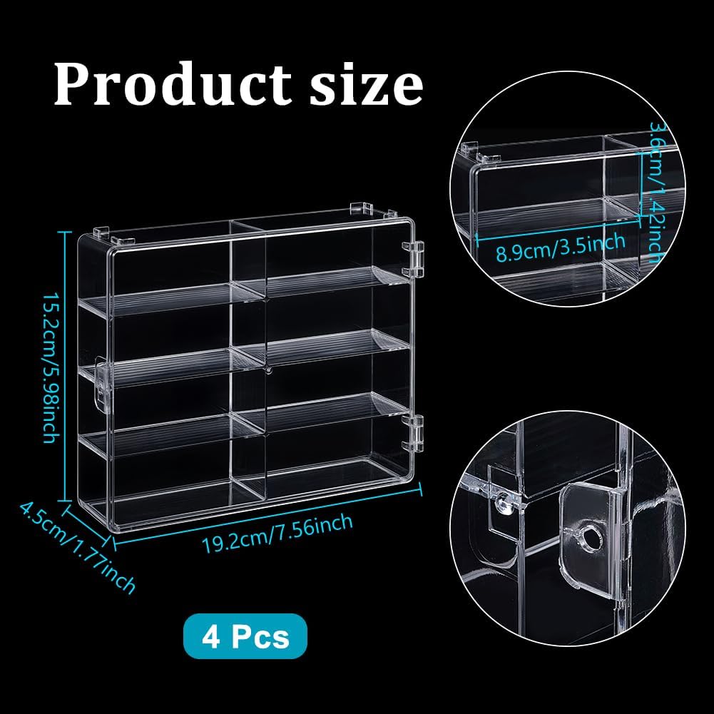 UNICRAFTALE 4Pcs Plastic Display Case for 1/64 Scale Cars 32 Cars Showcase Desktop Storage Organizer Dustproof Showcase for Model Car Clear Display Box 7.5"x1.8"x6"