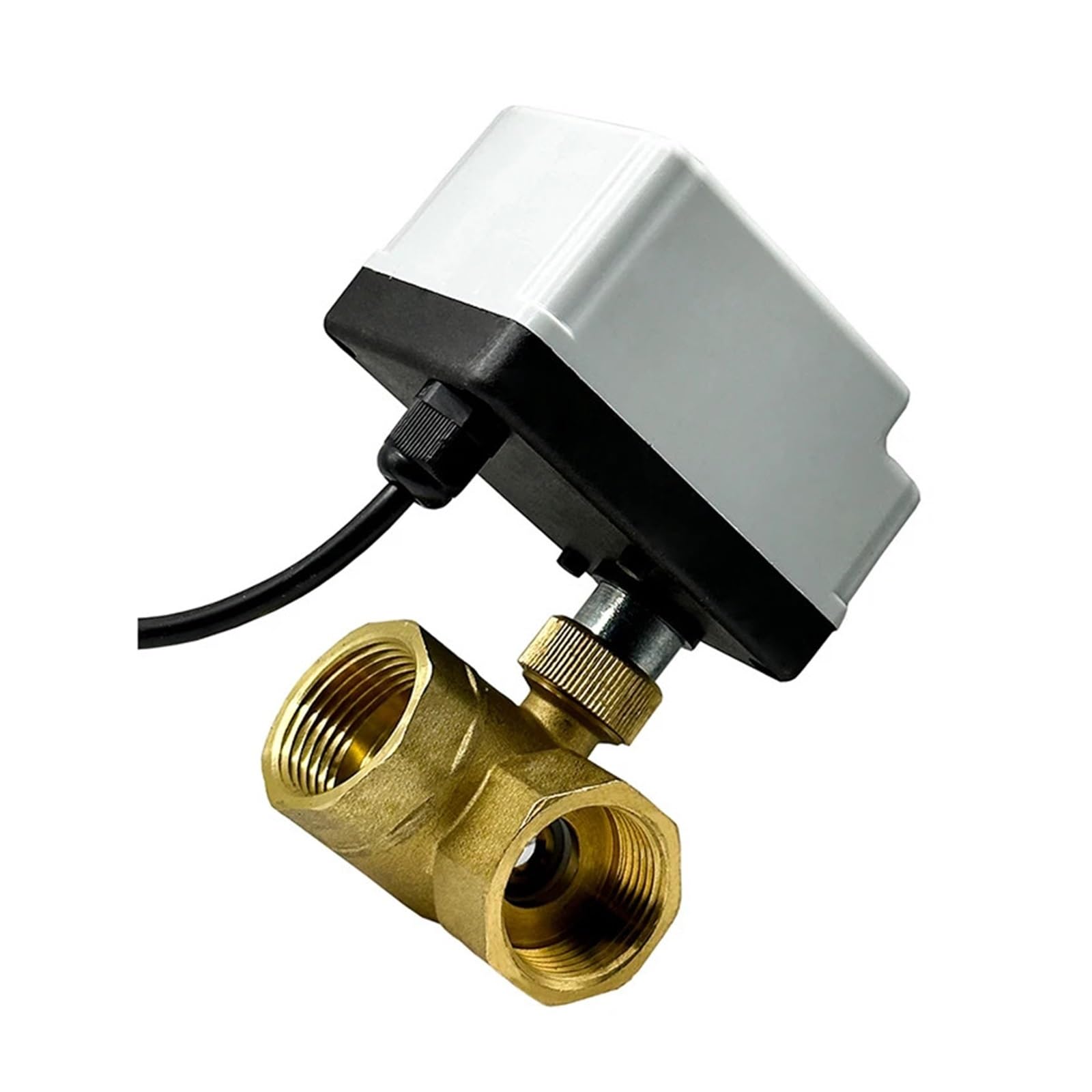 Valvola a sfera elettrica a tre vie da 1/2 "3/4" 1 "pollici a a in ottone Controllo bidirezionale a fili con interruttore manuale(T Type-24vdc,One Size)