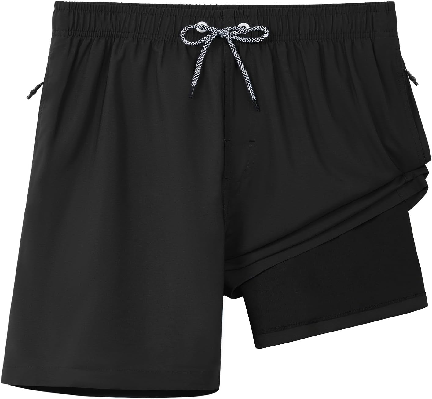 zeetoo Mens Swim Trunks with Compression Liner 5.5" Quick Dry Swim Shorts with Zipper Pockets Bathing Suit - Image 7
