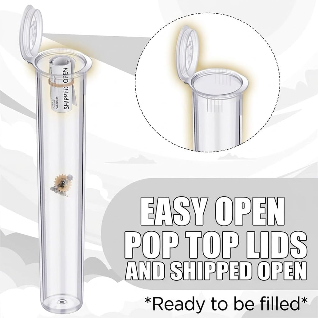 Moody Moon 1000 Count 116mm Pop Top Tubes – BPA-Free, Airtight & Waterproof, Food-Grade Safe, Shipped Open for Easy Use