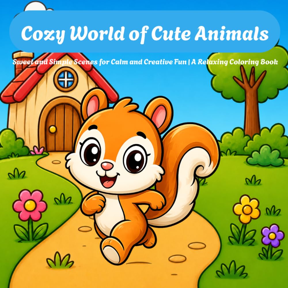 Cozy World of Cute Animals: Sweet and Simple Scenes for Calm and Creative Fun | A Relaxing Coloring Book for Kids