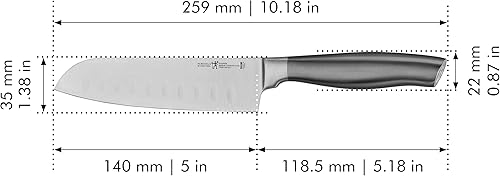 Vista 7 de HENCKELS Cuchillo Santoku de grafito afilado de 7 pulgadas, diseño alemán informado por más de 100 años de maestría, gris