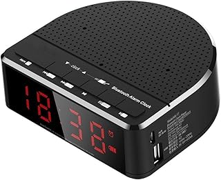 TEmkin Alarm Clock Digital Alarm Clock Radio with Bluetooth Speaker Red Digit Display with 2 Dimmer FM Radio USB Port Bedside LED Alarm Clock.
