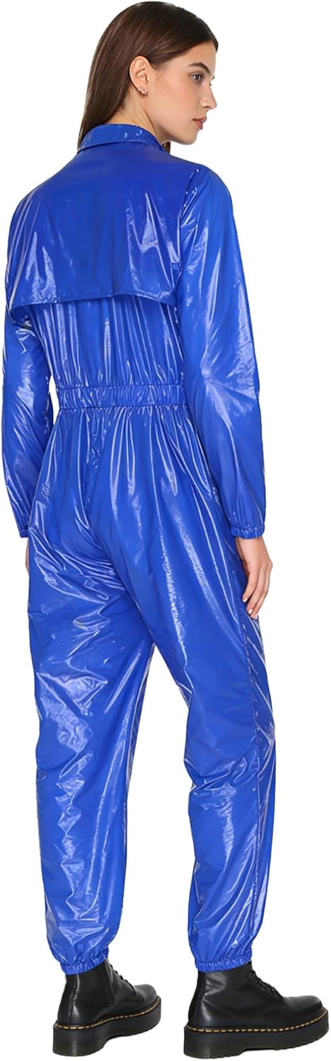 iiniim Womens Water Resistant Work Coverall Workwear Long Sleeve Jumpsuit Garages Mechanics Overalls Blue Large