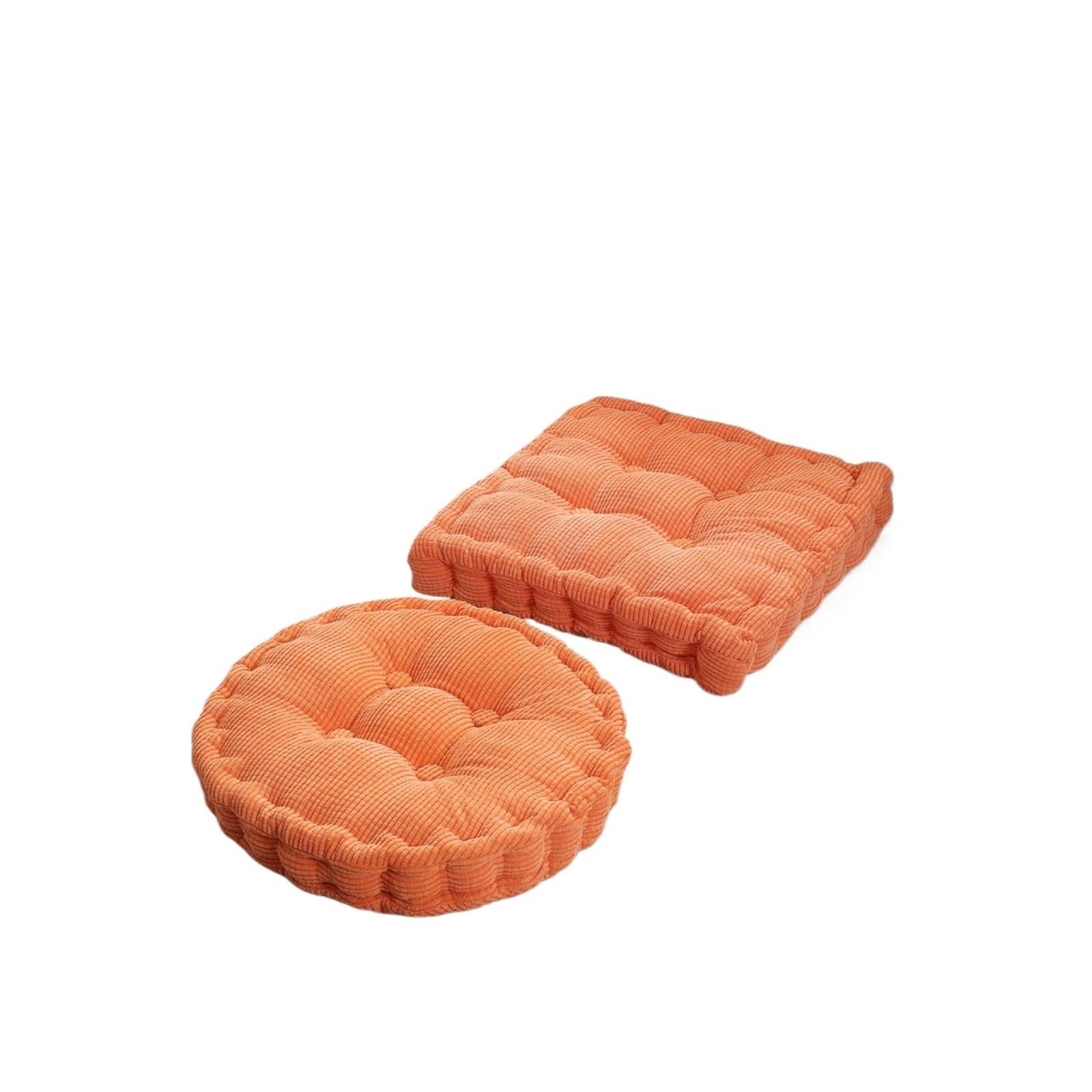 GIJMZY Floor Square Pillow For Seating On Solid Tufted Thick Pad Cushion For Yoga Balcony Chair Seat Cushions Pouf(Orange,Round 40cm)