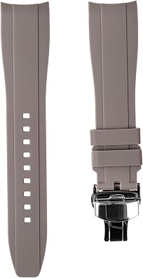 Curved End Soft Silicone Sports Rubber Watch Bands- Compatible with Omega Swatch Moonwatch, Omega Speedmaster, Rolex Submariner, Seiko SKX Dive Watches- 18mm,19mm,20mm,21mm,22mm - Curve Replacement Watch Straps for Men & Women