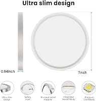 libtit LED Mennyezeti Lámpa Ezüst 15W 18cm Kerek Vízálló 3 Színhőmérséklet 3000K-6500K Modern Fürdőszoba Konyha Előszoba 6