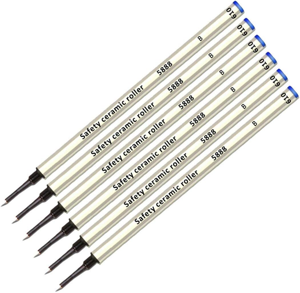 Schmidt 5888 B Safety Ceramic Rollerball Metal Refill - Blue (Broad Tip 1.00mm) - Pack of 6