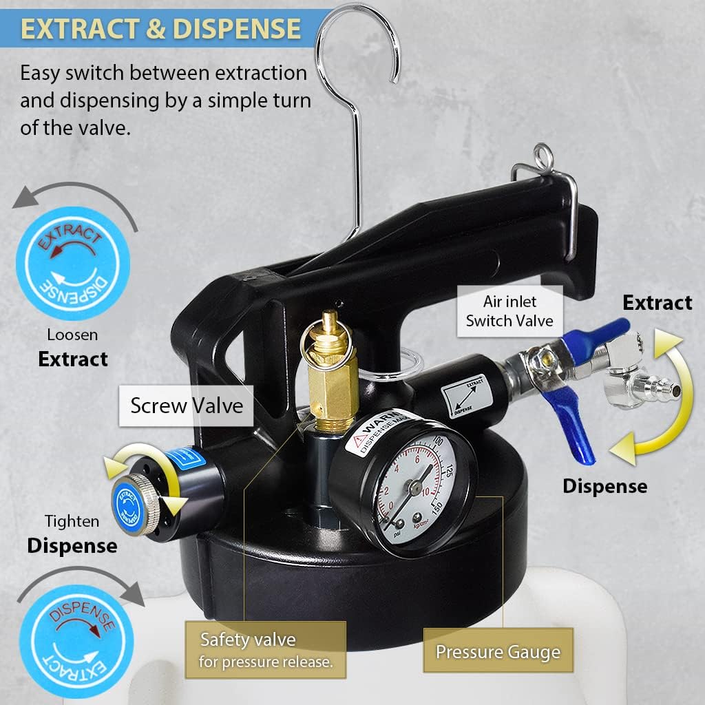 FIRSTINFO A1133PUS Patented 8.5 Liter Automatic Transmission Fluid Pump ATF Refill System Dispenser Extractor with 21pcs ATF Filler Adapters & Refilling Funnel + Drainer Set : Automotive