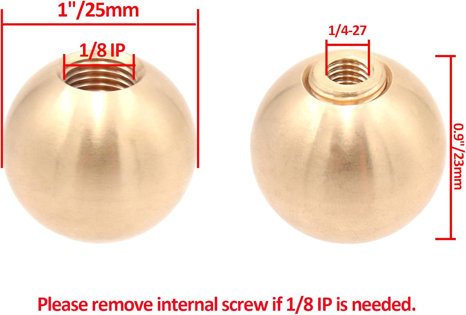 Antrader Lamp Finials Brass Lamp Finial Caps Knobs Fit Both 3/8" and 1/4-27 Decorative Replacement for Table Floor Lampshade,1 Inch Outer Dia- 4pcs