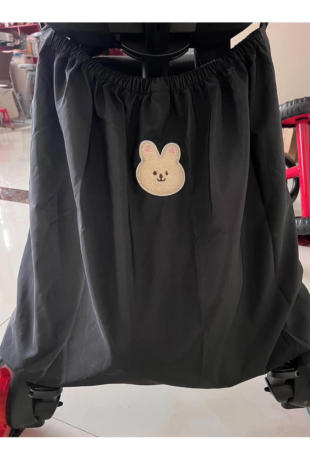Kinderwagen Einkaufstasche XL, große Kinderwagentasche, 70×40 cm, Buggy Organizer, Wickelflaschen Aufbewahrungstasche, leichte wasserdichte Nylontasche (Schwarz, Süße Hase 70 * 40cm)