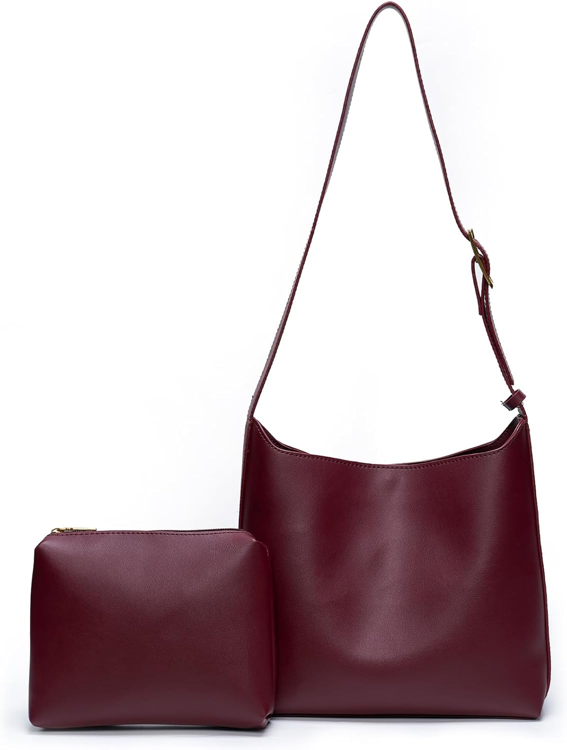 Bucket Bags for Women Medium Vegan Leather Tote with Adjustable Strap Small Pouch Designer Handbags Travel Work Purse