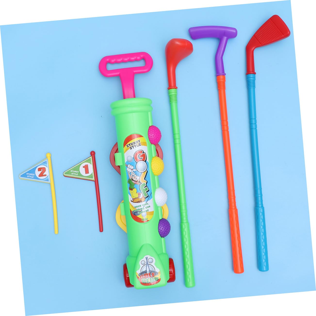 Set da Golf per Bambini, 2 Set, Plastica, Gioco Educativo | Verde, Leggero e Portatile, Uso Outdoor e Giochi Genitore-figlio, Adatto a Adulti e Kids