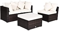 Vista 1 de Tangkula Juego de 4 sofás de ratán para patio, juego de muebles seccionales de mimbre al aire libre, juego de conversación de patio con cojines