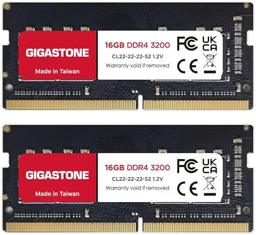 Portátil DDR4 RAM solamenteGIGASTONE Kit de 32 GB (2 x 16 GB) DDR4 3200 MHz (2933 MHz o 2666 MHz) PC4-25600 (PC4-23400, 21300) CL22 1.2V SODIMM 260