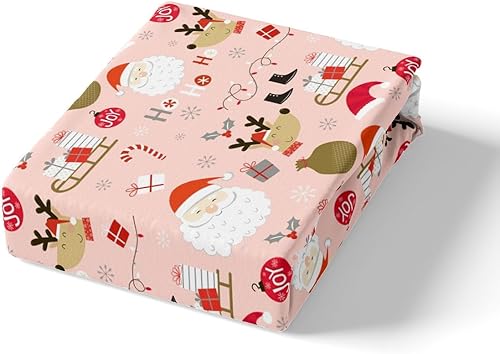 Miniatura 5 de Manfei Juego de sábanas de Navidad tamaño individual, juego de ropa de cama de Papá Noel y reno para decoración de habitación de niños y niñas,